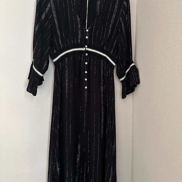 LoveStitch Dress Empire Waist Bohemian Button Front A-Line Maxi, M. Goth, witchy - Picture 2 of 12